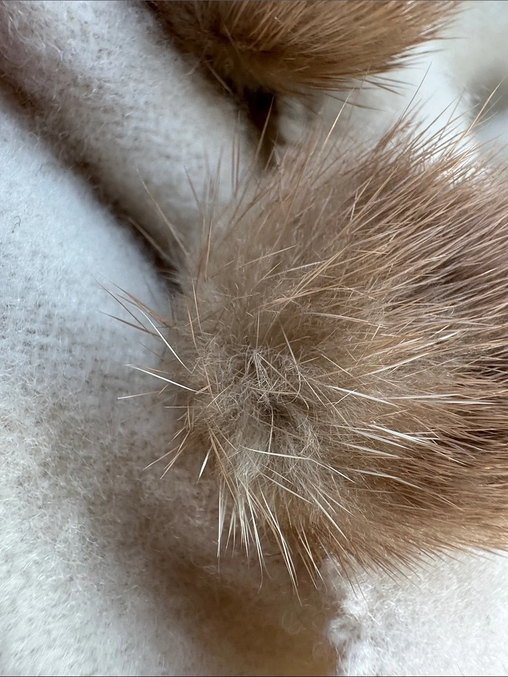 Vintage Mink Fur Clip on Earrings -Beige Brown